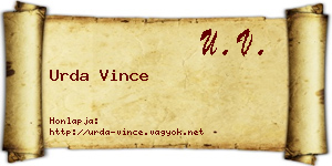 Urda Vince névjegykártya